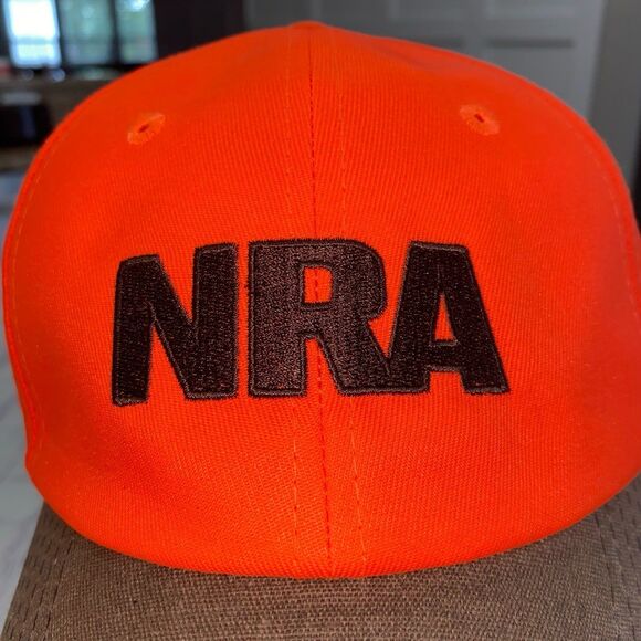 NRA Cap Hat Unisex Adjustable Strap Color Safety Orange Embroidered Logo - Picture 2 of 12